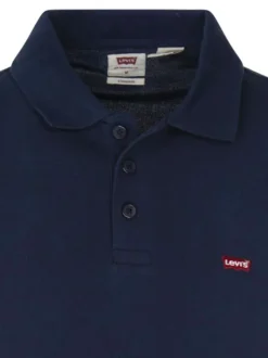 Polo en maille piquée de coton bleu marine à col boutonné et Batwing poitrine