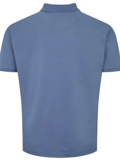 Polo en piqué de coton indigo uni col oxford et à manches courtes