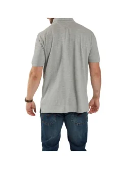 Polo gris chiné en coton avec une coupe droite et un col boutonné