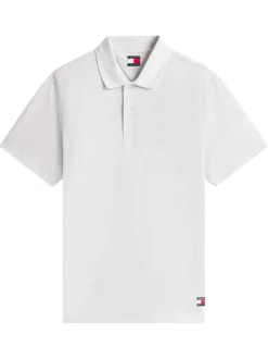 Polo gris uni avec une coupe droite et un col à revers avec boutons