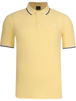 Polo jaune uni coupe droite avec un col boutonné et des manches courtes