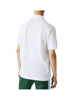 Polo L1212 en coton blanc uni coupe droite avec un col boutonné