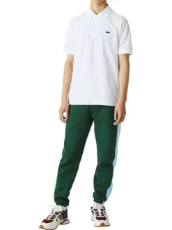 Polo L1212 en coton blanc uni coupe droite avec un col boutonné