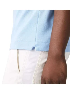 Polo L1212 en piqué de coton bleu ciel coupe droite et col boutonné avec logo brodé
