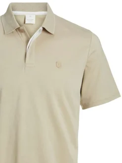 Polo manches courtes beige en maille piquée avec logo poitrine et coupe droite