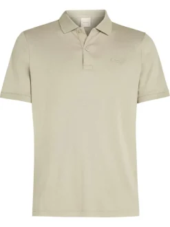 Polo à manches courtes en coton beige uni avec une coupe ajustée