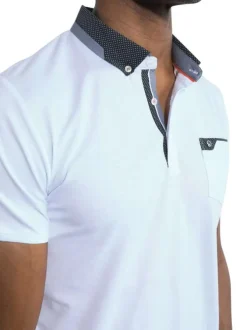 Polo à manches courtes en coton blanc uni à coupe droite et col boutonné