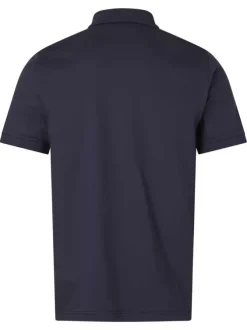 Polo à manches courtes en coton bleu marine uni avec une coupe ajustée