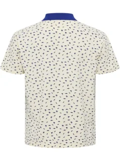 Polo à manches courtes en coton écru à petits motifs avec une coupe droite