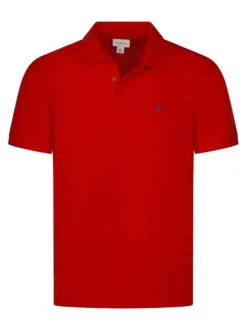 Polo manches courtes en coton rouge maille piquée à coupe droite et col à revers