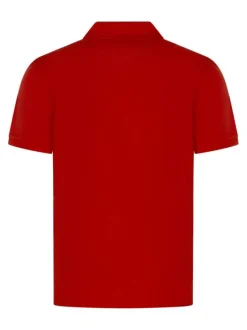 Polo manches courtes en coton rouge maille piquée à coupe droite et col à revers