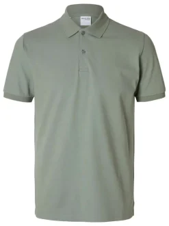 Polo à manches courtes en coton vert uni avec une coupe slim fit