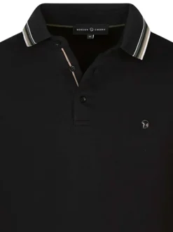 Polo à manches longues en coton noir uni épais à coupe regular fit