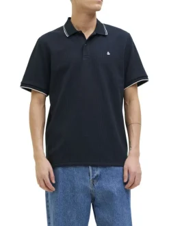 Polo marine Austin en maille piquée à coupe droite avec des manches courtes