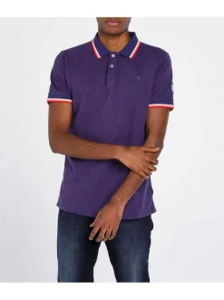 Polo marine pour homme avec motifs circulaires en coton coupe droite MPL