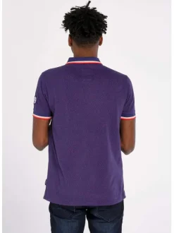Polo marine pour homme avec motifs circulaires en coton coupe droite MPL