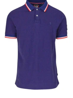 Polo marine pour homme avec motifs circulaires en coton coupe droite MPL