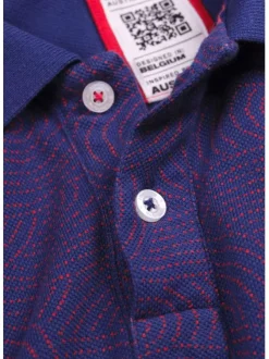 Polo marine pour homme avec motifs circulaires en coton coupe droite MPL