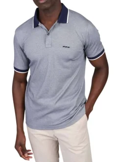 Polo marine uni avec une coupe droite à col à revers et des manches courtes