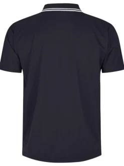 Polo marine uni avec une coupe droite un col boutonné et des manches courtes