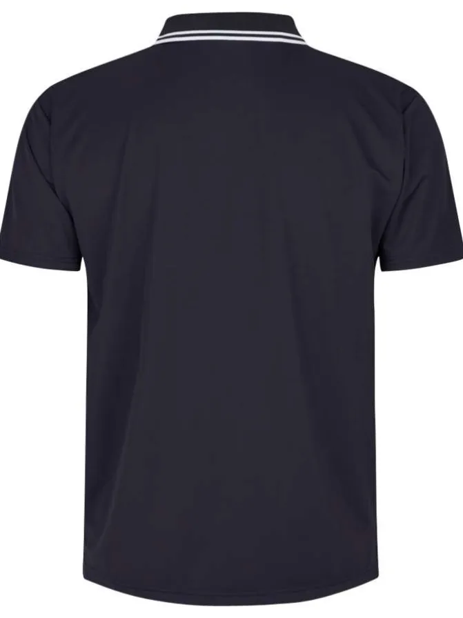 Polo marine uni avec une coupe droite un col boutonné et des manches courtes