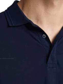 Polo marine uni en coton biologique à manches courtes