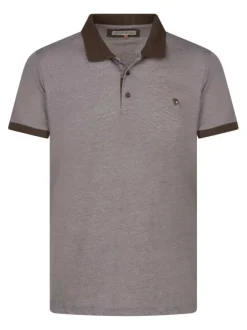 Polo marron chiné avec une coupe regular fit et le logo brodé en petit