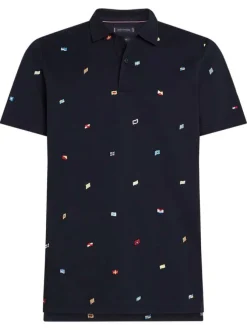 Polo noir uni en coton à coupe droite à col français et fermeture boutonnée