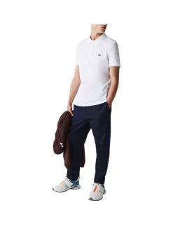 Polo Ph4012 en coton blanc uni coupe droite avec un col boutonné