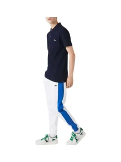 Polo Ph4012 en coton marine uni coupe droite avec un col boutonné et logo brodé