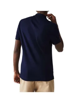 Polo Ph4012 en coton marine uni coupe droite avec un col boutonné et logo brodé
