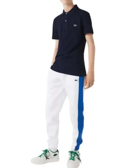 Polo Ph4012 en coton marine uni coupe droite avec un col boutonné et logo brodé