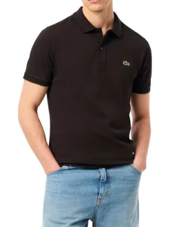 Polo Ph4012 en coton marron foncé uni à coupe slim avec le petit logo brodé