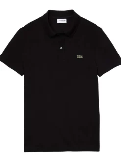 Polo Ph4012 en coton noir uni avec une coupe droite et un col boutonné