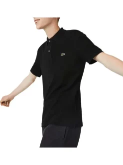 Polo Ph4012 en coton noir uni avec une coupe droite et un col boutonné