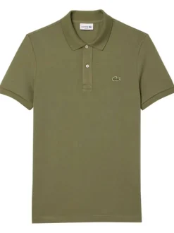 Polo Ph4012 slim en coton kaki et maille piquée avec col boutonné et logo brodé