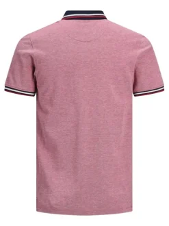 Polo pour homme rose en coton avec une coupe droite et logo brodé sur la poitrine