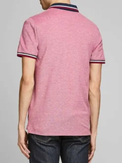 Polo pour homme rose en coton avec une coupe droite et logo brodé sur la poitrine