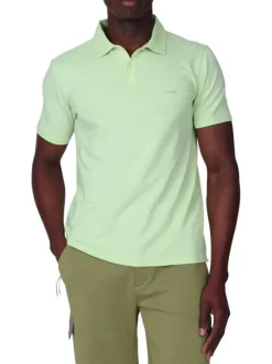 Polo vert à coupe droite pourvu d'un col à revers et de manches courtes