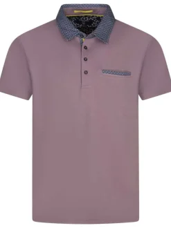 Polo violet uni à col boutonné avec une poche à l'avant et des manches courtes