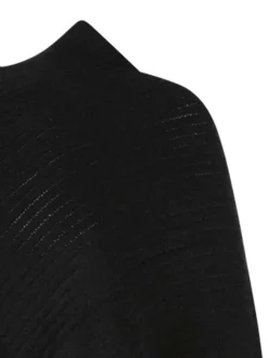 Poncho noir uni avec une coupe ample sans manches et un col en v
