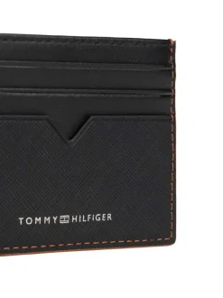 Porte-cartes en cuir noir uni avec multiples rangements
