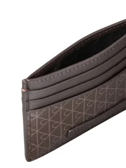 Porte-cartes marron avec un revêtement à motifs monogrammes