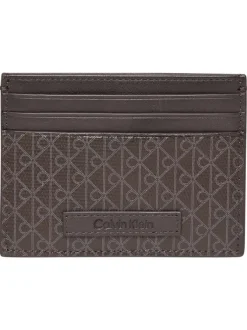 Porte-cartes marron avec un revêtement à motifs monogrammes
