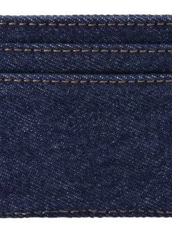 Porte-cartes en coton marine pourvu d'un patch embossé au nom de la marque