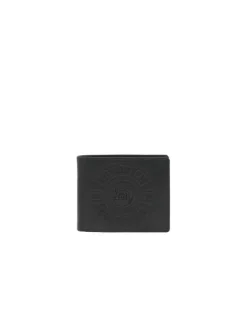 Portefeuille en cuir de chèvre gris foncé avec logos embossés