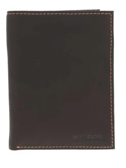 Portefeuille marron à rabat avec emplacements pour carte et poche monnaie