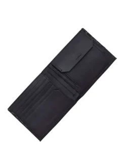 Portefeuille noir grainé avec monogramme imprimé en gris clair