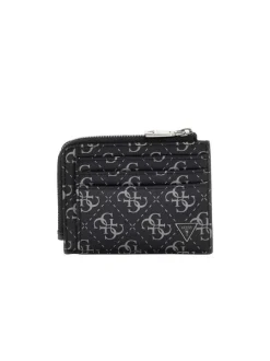 Portefeuille noir imprimé logotypé avec nom de la marque en bijou