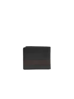Portefeuille noir uni avec multiples rangements et nom iconique